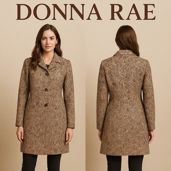 Donna Rae Brown & Tan Coat Sz. 8 - Picture 1 of 4